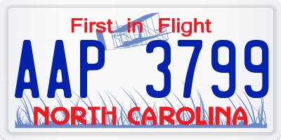 NC license plate AAP3799
