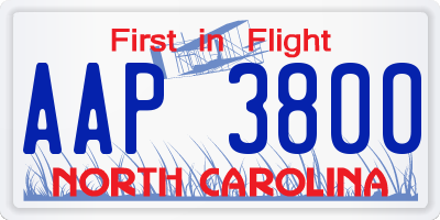 NC license plate AAP3800