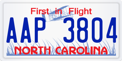 NC license plate AAP3804