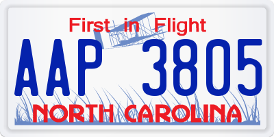 NC license plate AAP3805