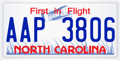 NC license plate AAP3806