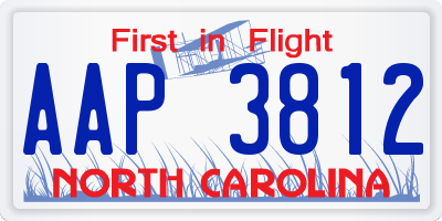 NC license plate AAP3812