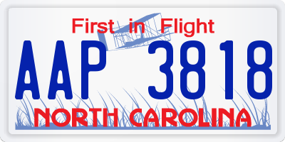 NC license plate AAP3818