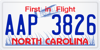 NC license plate AAP3826