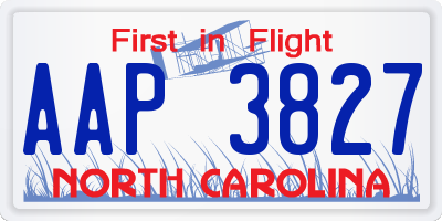 NC license plate AAP3827