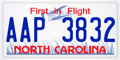NC license plate AAP3832