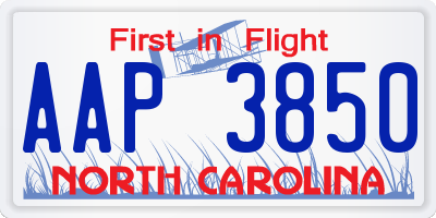 NC license plate AAP3850