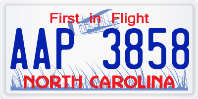 NC license plate AAP3858