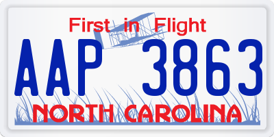 NC license plate AAP3863