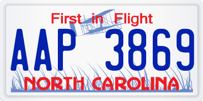 NC license plate AAP3869