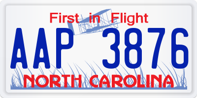 NC license plate AAP3876