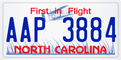 NC license plate AAP3884
