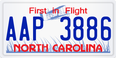 NC license plate AAP3886