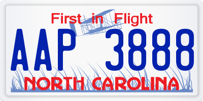 NC license plate AAP3888