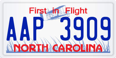 NC license plate AAP3909