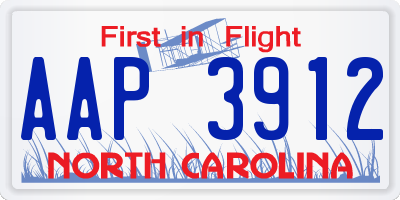 NC license plate AAP3912