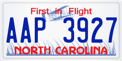 NC license plate AAP3927