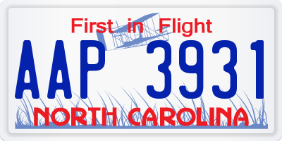 NC license plate AAP3931