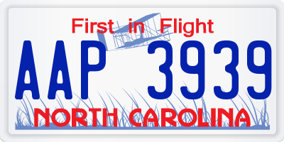 NC license plate AAP3939