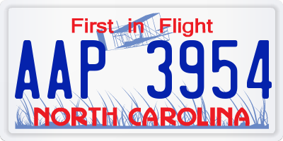 NC license plate AAP3954