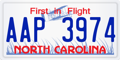 NC license plate AAP3974