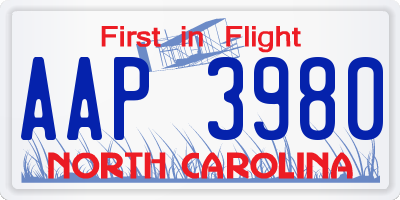 NC license plate AAP3980