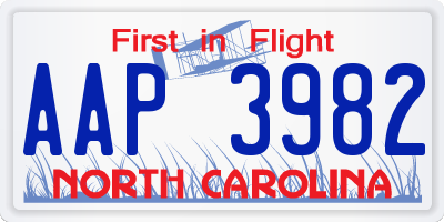 NC license plate AAP3982