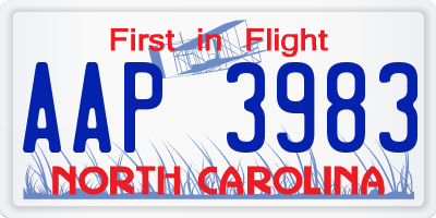 NC license plate AAP3983