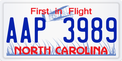 NC license plate AAP3989