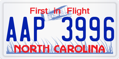 NC license plate AAP3996