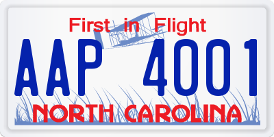 NC license plate AAP4001