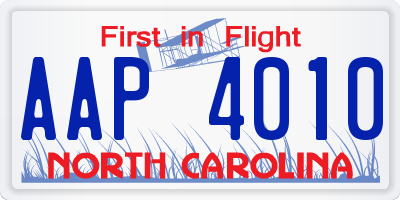 NC license plate AAP4010