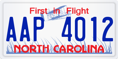 NC license plate AAP4012