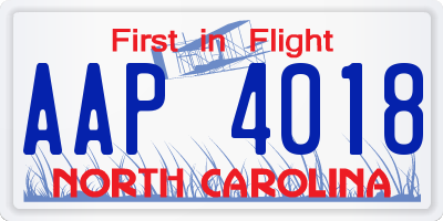 NC license plate AAP4018