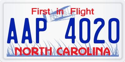 NC license plate AAP4020