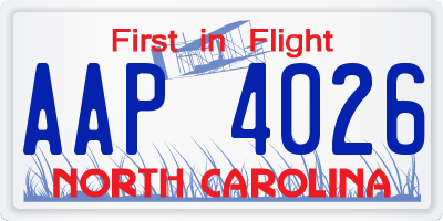 NC license plate AAP4026