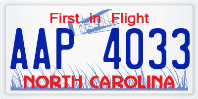 NC license plate AAP4033