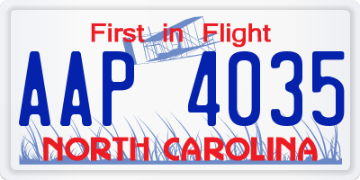 NC license plate AAP4035