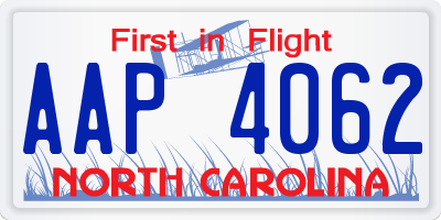NC license plate AAP4062