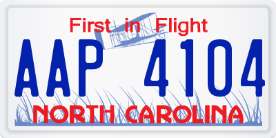 NC license plate AAP4104