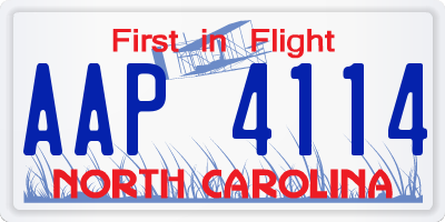 NC license plate AAP4114