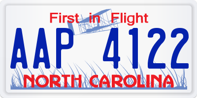 NC license plate AAP4122