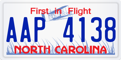NC license plate AAP4138