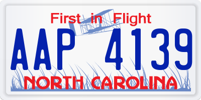 NC license plate AAP4139