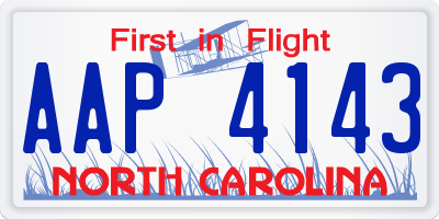 NC license plate AAP4143