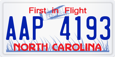 NC license plate AAP4193