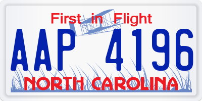 NC license plate AAP4196