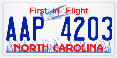 NC license plate AAP4203