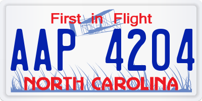 NC license plate AAP4204