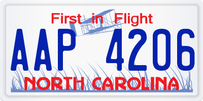 NC license plate AAP4206